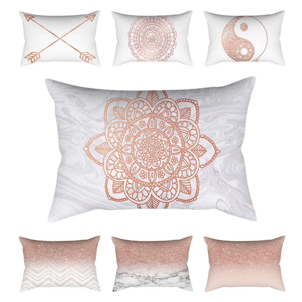 Розовый, золотой, розовый чехол для подушки Cojines Decorativos Para диван персиковая кожа кашемир товары для украшения дома прямоугольная наволочка
