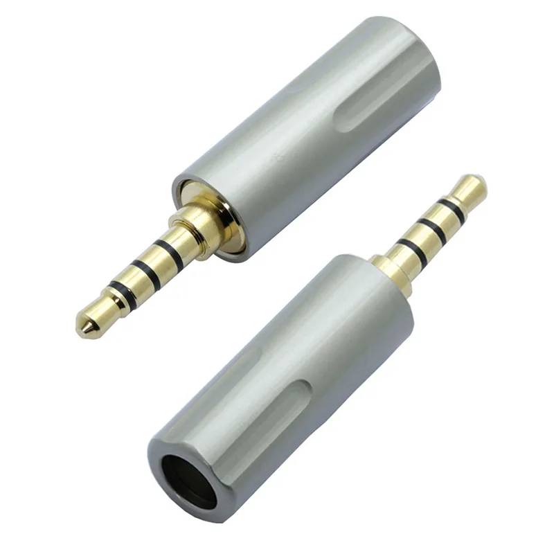 100pcs Copper 3 5mm Stereo Jack Gold Plated 3 5mm 3Pole 4Poles Male Plug Wire Connector for 6MM Cable Headphone Soldering Jack