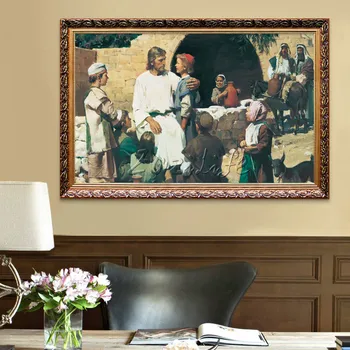 

Jesus loves children prints household adornment picture of Christianity Spray painting wall stickers home decor decorative art