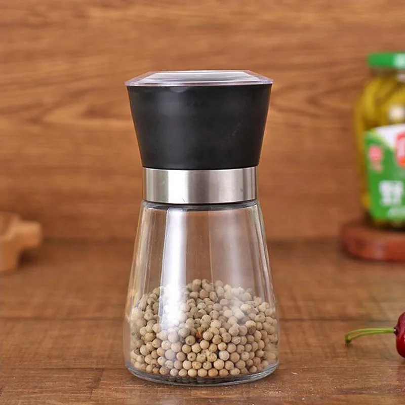 160pcs Pepper Grinder Mill Plastic Glass Salt Herb Spice Hand Manual Pepper Mill BBQ Seasoning