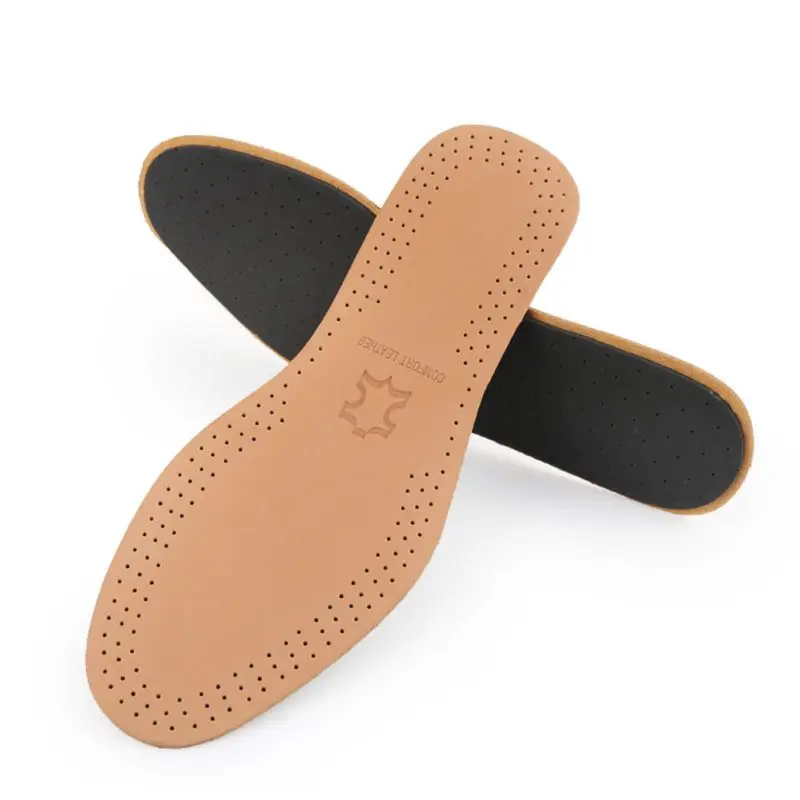 1 Pair Comfortable Imitation Leather Full Pad Men Women Breathable Sweat-absorbent Latex Insoles Thickening Shock Absorption