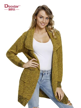 

Deodar Casual winter knitted cardigan sweater Women gray loose sweater cardigan Female autumn white sweater cardigan outerwear