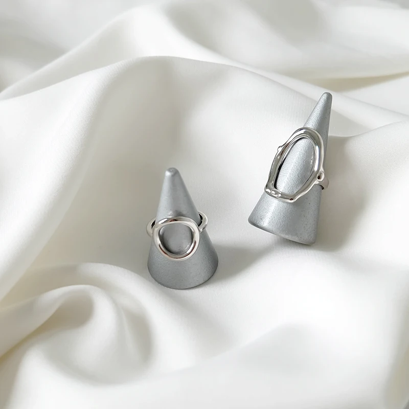 

S925 Silver Ring Female Geometric Open Back Elliptical Opening Ring Individual Fashiom Man's Woman's Decorative Ring