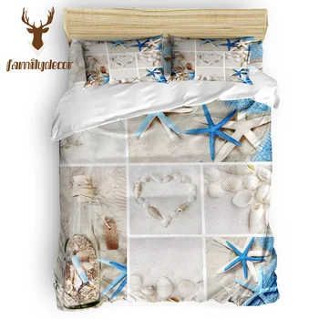 

Family Decor Beach Shell Drifting Bottle Bedding Sets Duvet Set Covers 4 Pcs Comforter Cover Set National Flag Day April Fool's