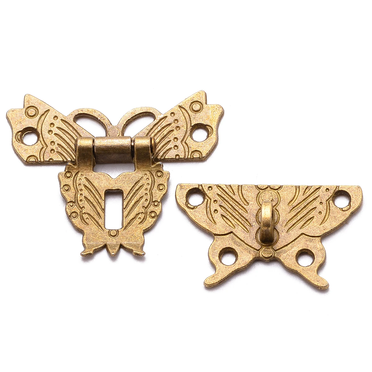 New Durable Retro Vintage Design Alloy Butterfly Box Lock Latch Catch Wooden Jewelry Box Case Hasp Lock Hardware Accessory