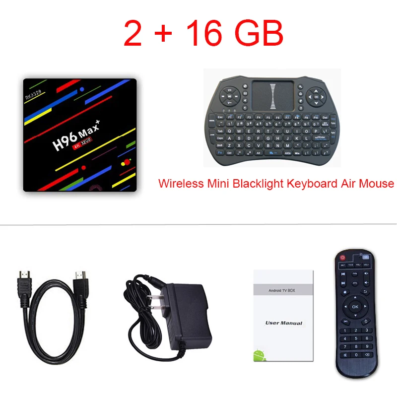 H96 MAX+ Smart tv BOX Android 9,0 коробка RK3328 IP tv BOX 4K медиаплеер wifi телеприставка для 4K Youtube Netflix Google Play - Цвет: 2G 16G keyboard