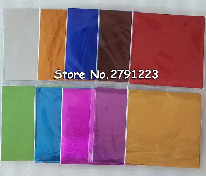 500pcs 과자 캔디 패키지 호일 종이 크리스마스 초콜릿 롤리 호일 래퍼 스퀘어 믹스 컬러 무료 배송