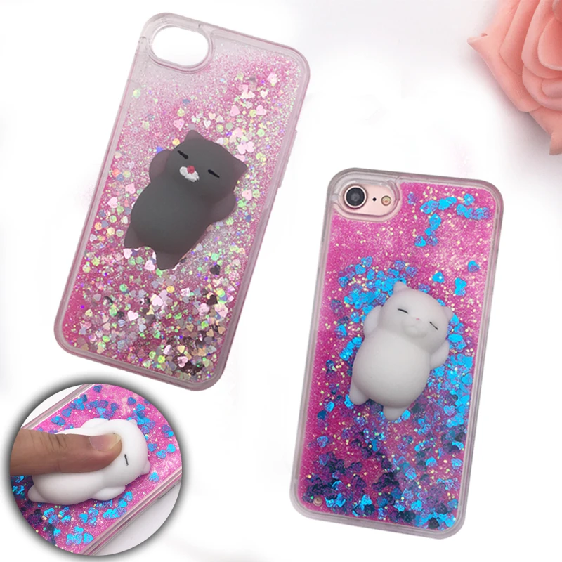 Aliexpress.com : Buy Squishy Phone Case for iPhone 5S Case 3D Cartoon Cat Bling Glitter Liquid ...
