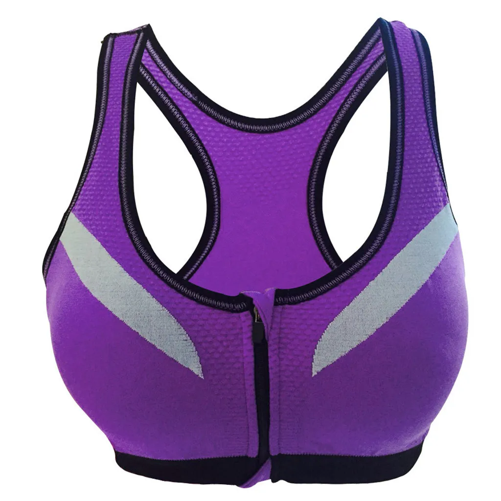 Perimedes Women Seamless Sports Bra large size sports bras Zippers Quakeproof Yoga Bras Gather together Underwear#Y35 - Цвет: Красный