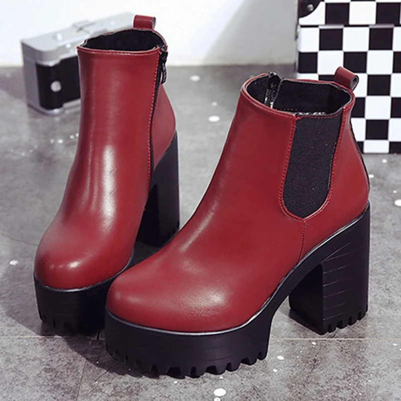 

ABDB Women's Thick with Plus velvet BOOTS High Waterproof table round head Martin boots