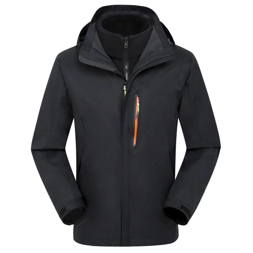 Men's Hiking Softshell Front Zip Jacket Black Waterproof Hooded Outdoor Jacketjacket black