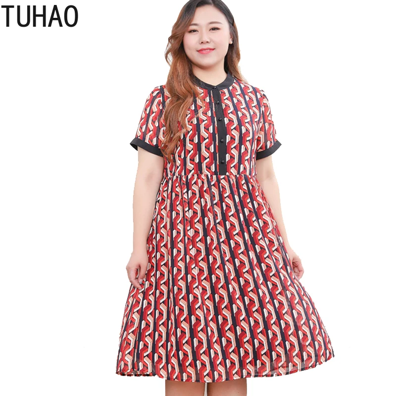 

TUHAO 2019 Women Elegant Office Lady Dress 10XL 9XL 8XL 7XL Large Size Print Woman Summer Work Dresses Party Night Dress Clothes
