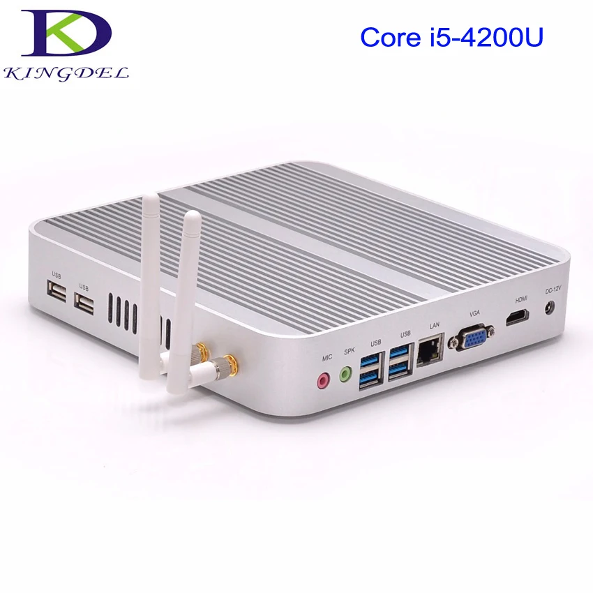 Kingdel Windows10 Fanless Mini PC,Desktop Computer with Intl Haswell i5-4200U CPU,8GB RAM+64GB SSD,4K HTPC,3280*2000,USB3.0,WiFi