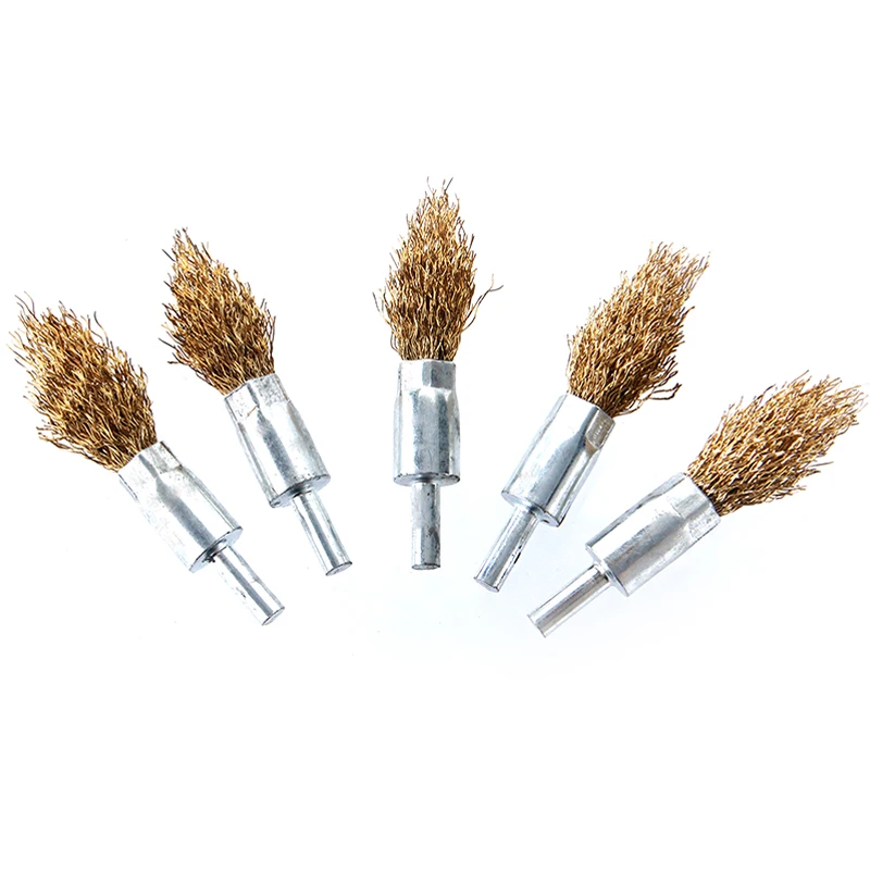 5pcs/set Wire Brush 6mm shank Polishing Brush Metal Rust Abrasive