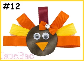 

free shipping 30pcs Thanksgiving Gobble Gobble Turkey Thanksgiving Turkey Hair Bow Tommie Turkey Hair Clip Holiday Hair Clip Cli