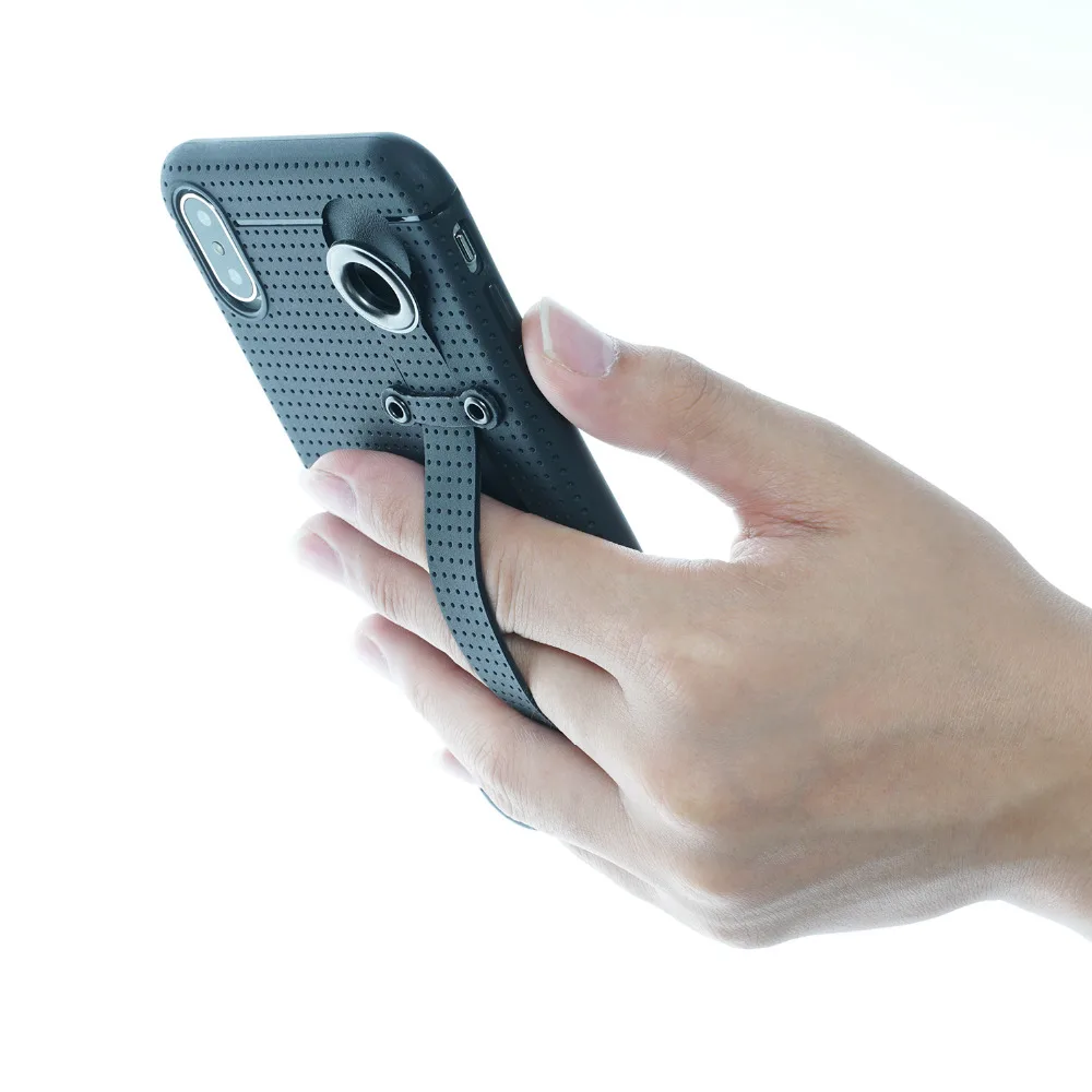 

TFY Security Anti-slip Case Strap 2 in 1 Design, Case Cover + Hand Strap Holder for i Phone XS Max - Black