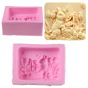 

1pc Easter Rabbit Soap Silicone Molds Polymer Clay Candle Mold Fondant Soap Mold Candle Mold Easter Decoration for Home