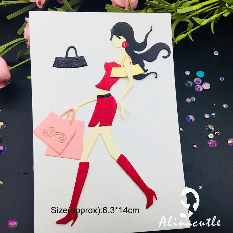 

Die Cut Metal Cutting die Fashion Shopping Girl Lady modern doll Scrapbook Paper Craft Handmade Card Punch Art Cutter Die Cut