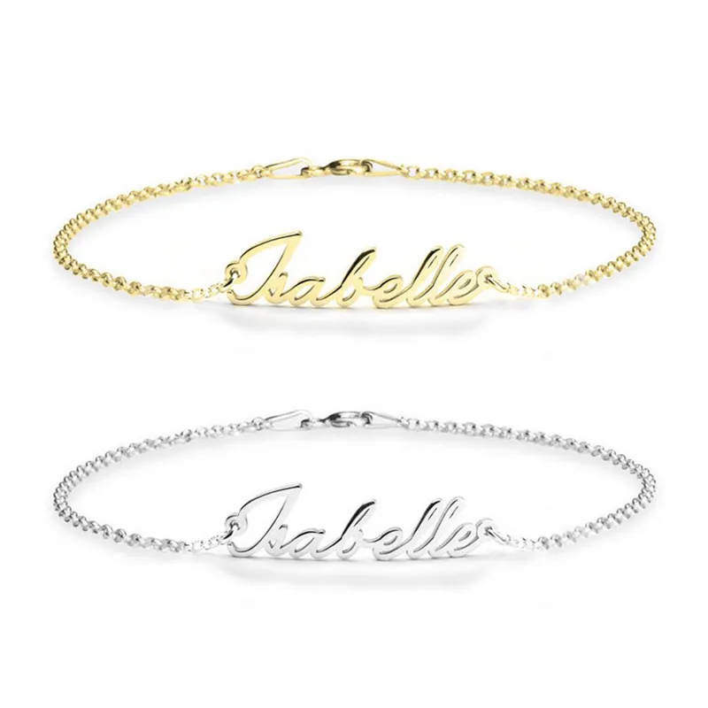 

High Quality Gold Silver Custom Name Bracelet for Women Girl Lover Length Adjustable Bracelets Bangle Special Jewelry Gift