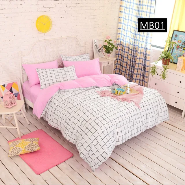 High density pure cotton Duvet covers set,Simple lattice bedding set