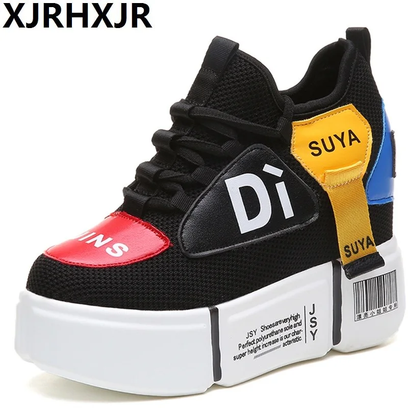 

XJRHXJR British Style Shoes Woman Height Increasing High Heels Platform Women Vulcanize Shoes High Waterproof Colorful Shoes