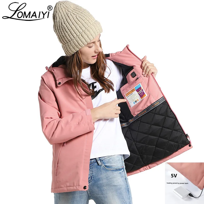 

Women's Winter Jacket Women USB Heated Parka Female Plus Size Reflective Hooded Coat Womens Waterproof Warm Cotton Jackets AW210