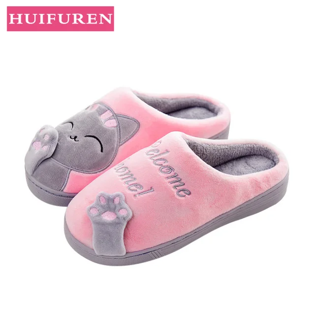 Pantoufles d int rieur antid rapantes pour femmes chaussures de maison chat de dessin anim chaudes