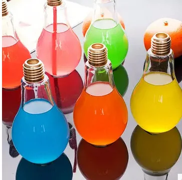 

1pc 200ML Novelty Lighting Glass Cups Creative Bottles Milk Tea Shop Bulb Transparent Juice Bottle Lighting Lamps Cup Decoration