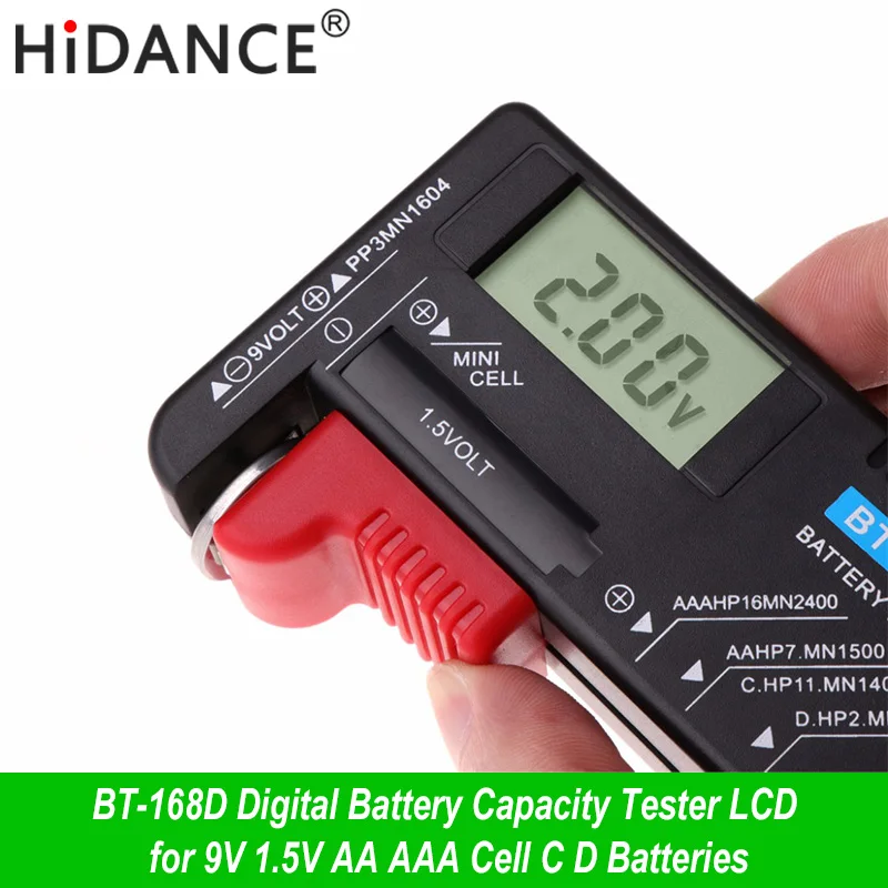 HiDANCE BT-168D портативный цифровой тестер емкости батареи ЖК-дисплей для 9 в 1,5 В напряжение AA AAA ячеек C D батареи