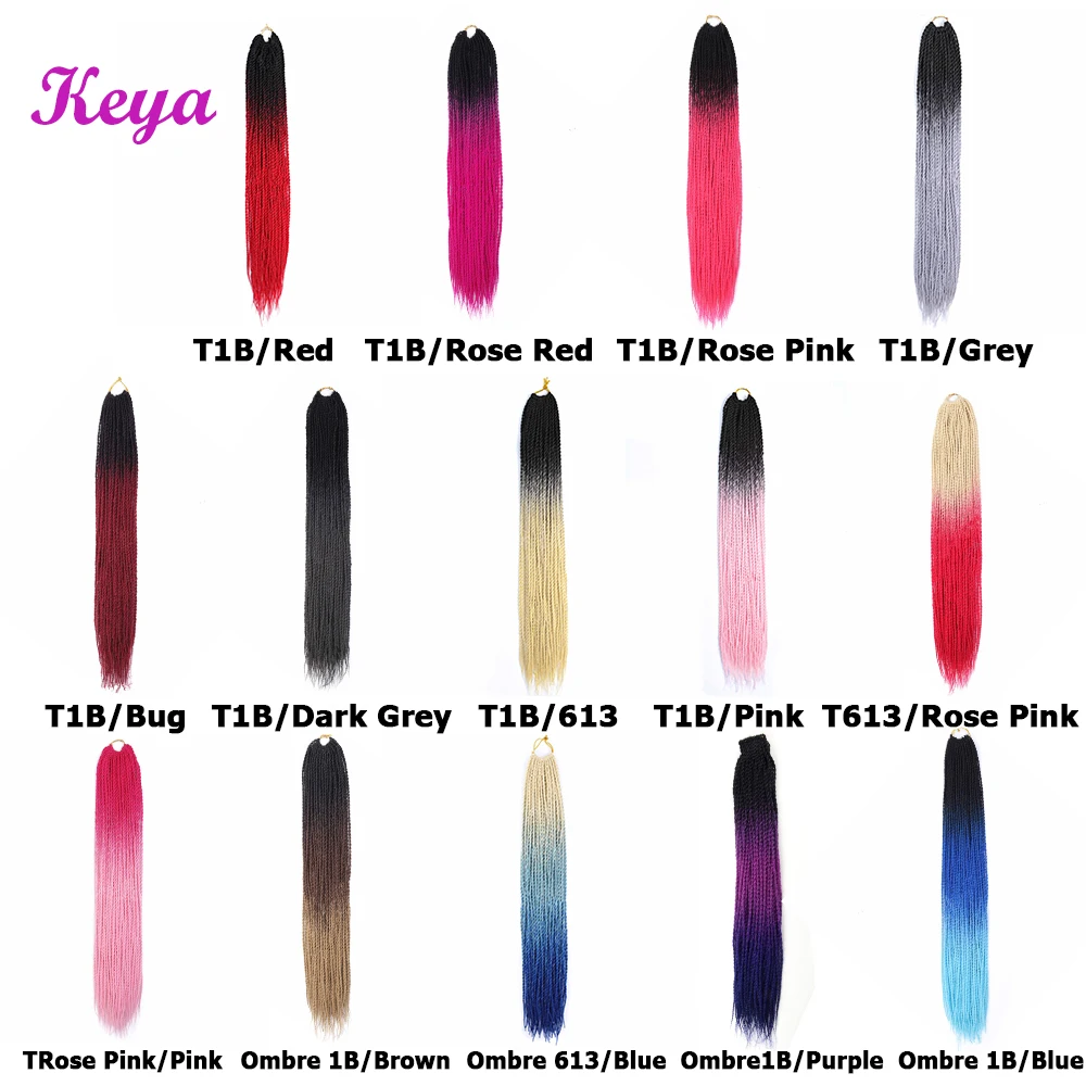 Ombre Senegalese Twist 24 Inch Crochet Braids 14 Colors Available Synthetic Crotchet Braiding Pink Hair Blue Braids For Women