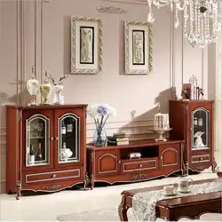 Антикварная Высокая гостиная деревянная мебель ЖК ТВ Стенд набор p10239