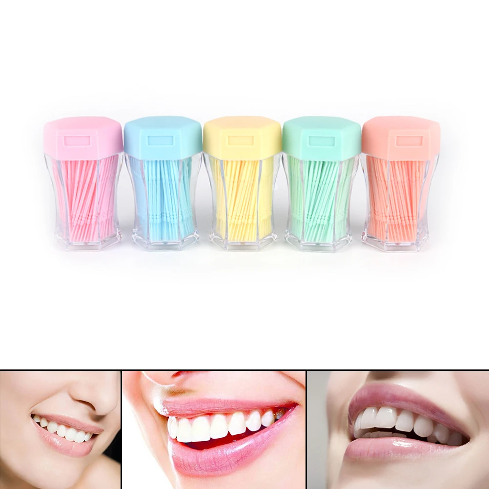 Random Color 2 Way Oral Dental Tooth Pick Plastic Interdental Brush