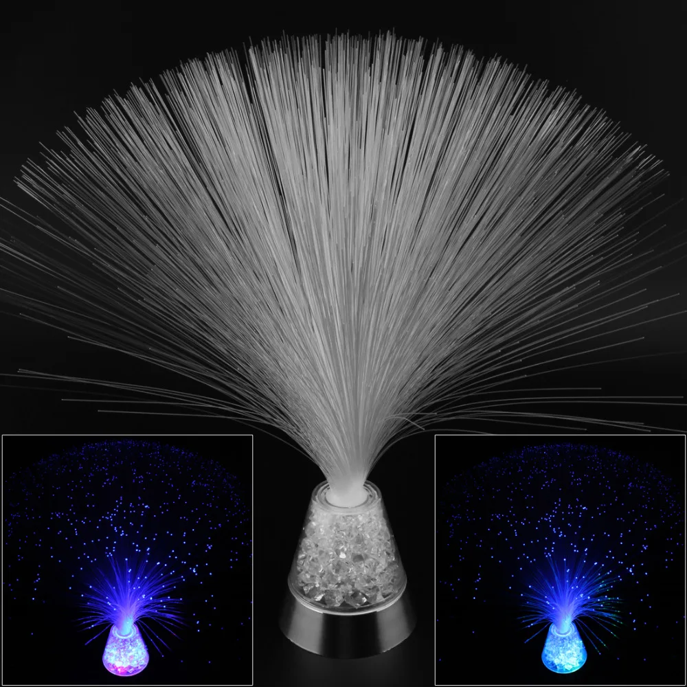 Синий светодио дный светодиодный волоконно-оптический ночник лампа с изменением цвета ледяная база для рождественских праздников