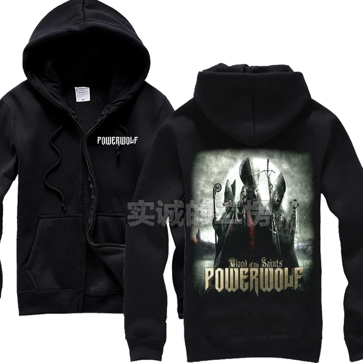 Powerwolf хлопок sudadera Толстовка Rock худи, зимняя куртка панк, хард-рок черный тяжелый металл мастер Объёмный рисунок(3D-принт) верхняя одежда