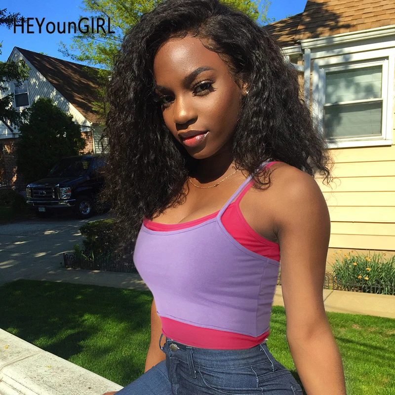 

HEYounGIRL Summer Harajuku Spaghetti Strap Top Casual Double Vest Camis Top Women Bralette Cropped Tops Tees Cotton Streetwear