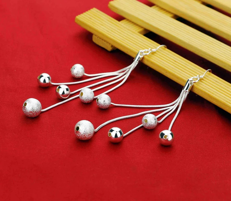 Женские серьги подвески из серебра 925 пробы с бахромой|earring charms|925 sterlingearrings style |
