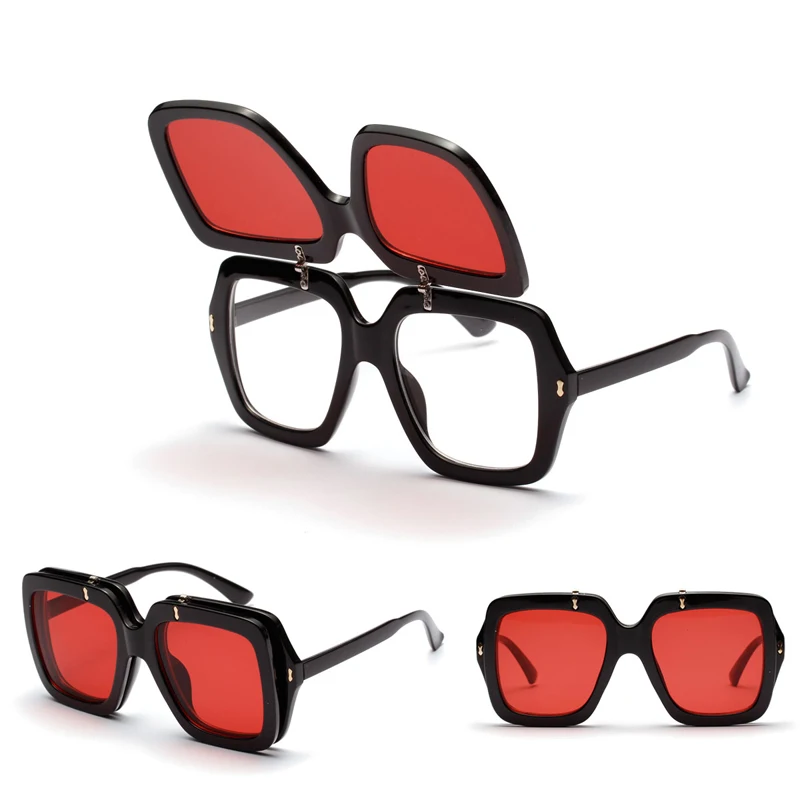 Солнцезащитные очки Peekaboo на застежке, Мужские квадратные большие черные красные желтые солнцезащитные очки для женщин uv400