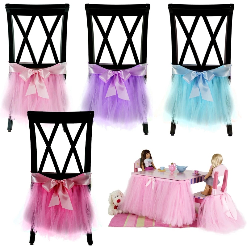 Pricess Tulle Tutu Chair Skirt For Wedding Party Birthday Baby Shower