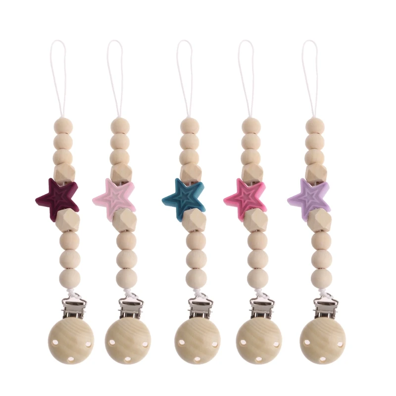 1pc Baby Pacifier Chain Baby Pacifier Clips Silicone Star Bead Pacifier