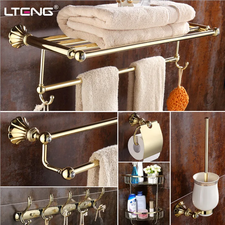 Goedkoop Antieke badkamer hardware set Zes stuk set Geselecteerde koperen Wand gemonteerde multi layer plating oppervlaktebehandeling