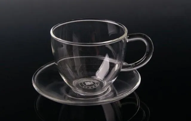 4 компл./лот,, прозрачная термостойкая стеклянная чайная чашка и блюдце, набор ручной работы, кунгфу чай, чашки, посуда JP 1065
