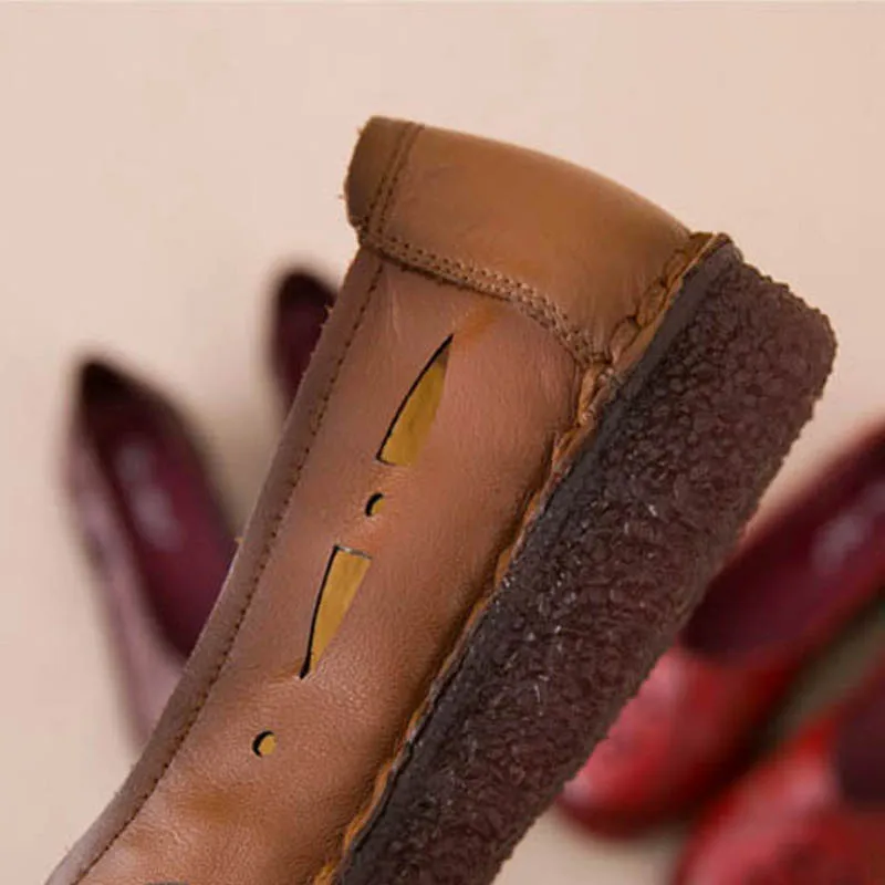 J61 Glissement Souple En J61 Plat Véritable brown Confort purple Creepers Ethniques Casual Femmes Dame Mocassins red Chaussures Cuir Mère Black Infirmière Creux Pour Sur J61 J61 Sandales 6qwnxFtwT5