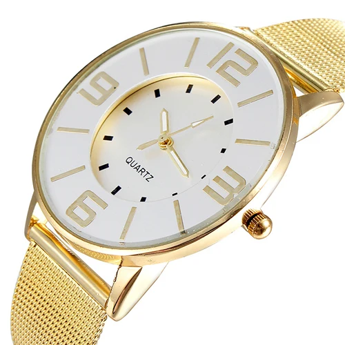 

Popular Men Women's Golden Mesh Watches Stainless Steel Quartz Analog Wrist Watch NO181 5VAV W2E8D