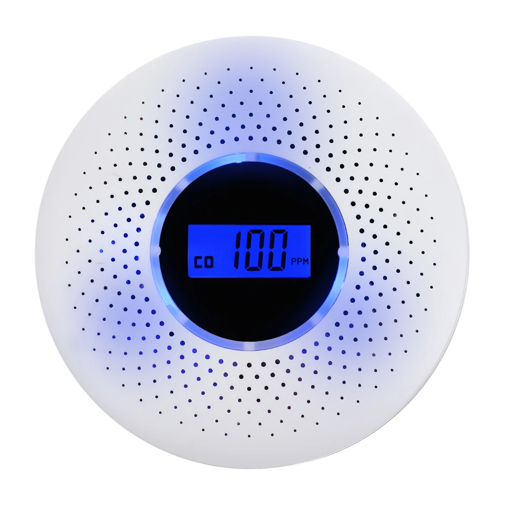 

LCD Display 2 in 1 Carbon Monoxide & Smoke Combo Detector Battery Operated CO Alarm with LED Light Flashing Sound Warning