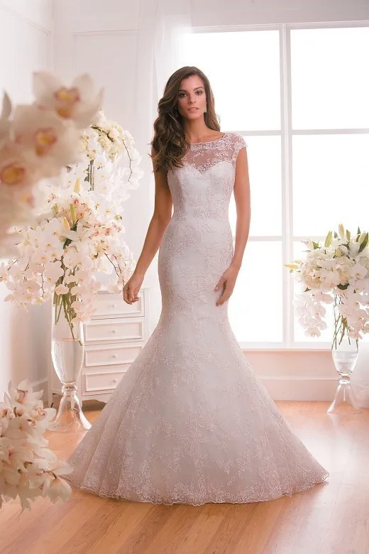 Pink Lace Sexy Backless Wedding Dress Mermaid Scoop Backless With