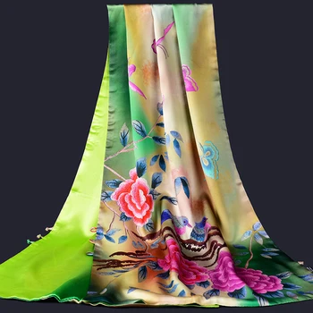

Ladies 100% Real Silk Scarf 2019 New Luxury Print Shawls and Wraps for Women Foulard Femme Scarf Silk Natural Pure Silk Scarves