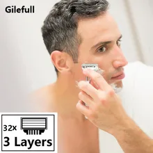 32 шт./лот 3 слой лезвие бритвы для мужчин Gile бритвы лезвия красота Proglide лезвия для бритья заправки картриджа Gilette лезвие