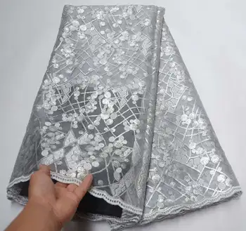 

Latest French Nigerian Laces Fabrics High Quality Wthie Tulle African Laces Fabric Rhinestones African French Tulle Lace WS-002