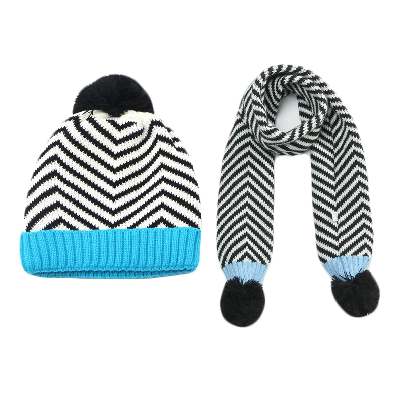 New Star Print Crochet Children Hat Scarf Autumn Winter Girls Boys Warm Caps Baby Kids Hat Scarf Set Child Cap Baby Beanie Hats