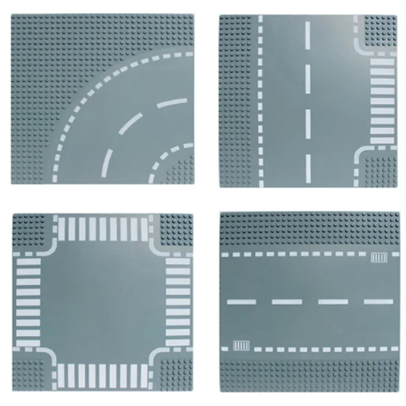 

Road Plate Straight Crossing Curve T-Junction Building Blocks Parts Brick Base Plate Models City Street Base Plate Toy